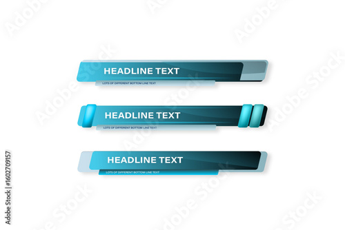 set of news banners with news information text on tv on white background