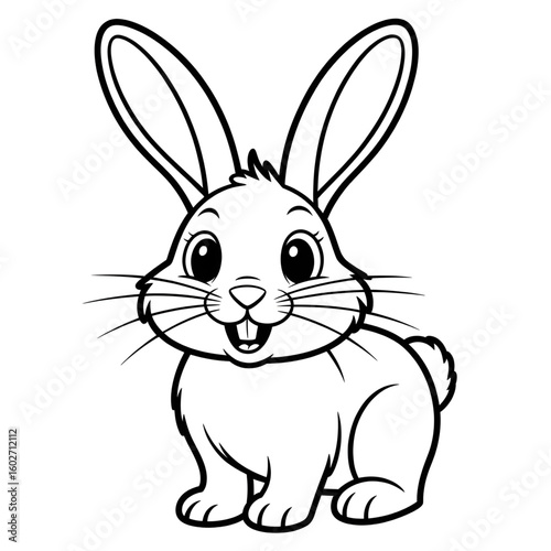 A black and white rabbit illustration vector style coloring page