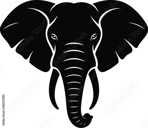 Black elephant head silhouette white