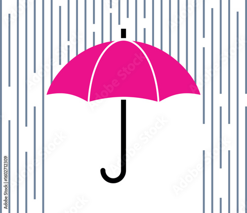 Umbrella and rain icon. Means of sun protection. Season or autumn pictogram. Attribute of bad weather or precipitation.
