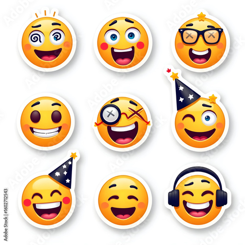 Vector set of smiley faces emoji 