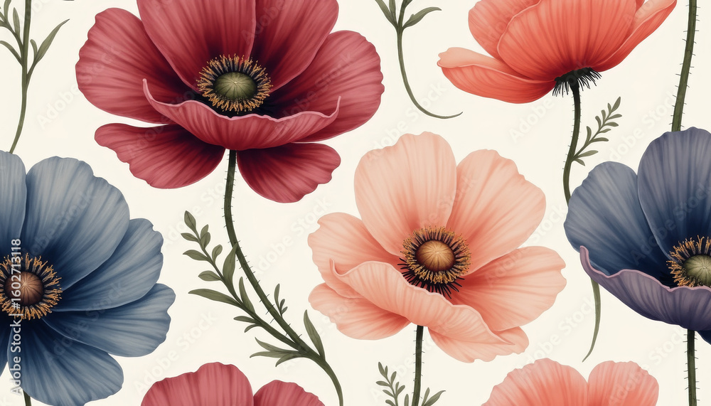 custom made wallpaper toronto digitalSeamless Pattern of Colorful Flowers in Nature, Illustrative Artwork for Home Decor