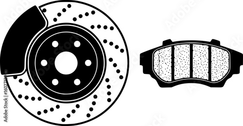 Car brake disc icon. Brake pad icon. Car service. Vector Illustration. EPS 10
