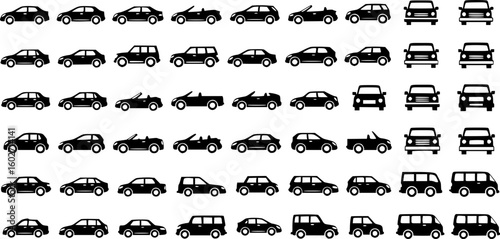 Car icon. Car type icons set. Model automobile. Various vehicle icon. Car body types. Vector illustration. EPS 10