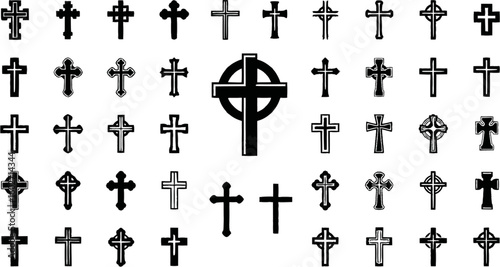 Christian cross icon set. Christian cross icon collection. Vector illustration. EPS 10
