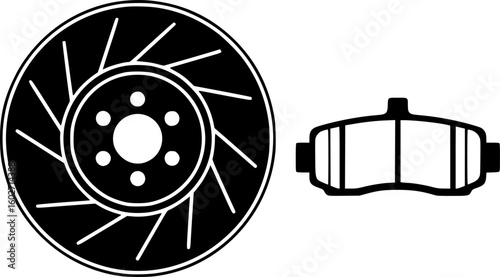 Car brake disc icon. Brake pad icon. Car service. Vector Illustration. EPS 10
