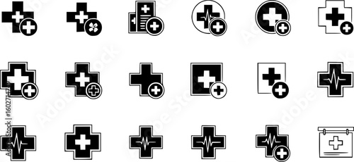 Medical Cross vector icons. Medicine, hospital, pharmacy cross icons. Medicine cross symbols. Vector Illustration. Vector Graphic. EPS 10
