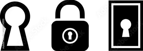Keyhole icon. Door lock. Door key hole icon. Vector Illustration. EPS 10