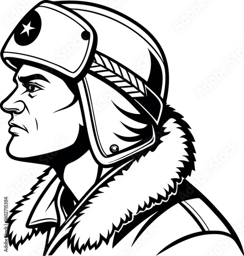 vector icon of Russian Ushanka hat with ear flaps.