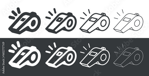 Referee whistle icon. Symbol of sport, match or championship. Referee whistle, attribute of sports referee or violation of game rules. For playing football or hockey, volleyball or basketball.