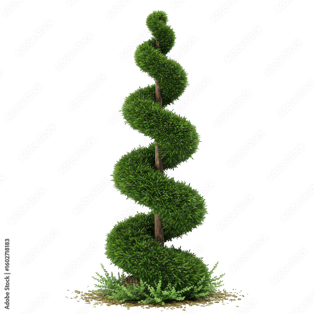 Spiral topiary tree isolated on transparent background Spiral topiary tree isolated on transparent background