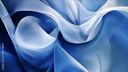 Abstract flowing fabric design in shades of blue and white