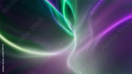 Ethereal Neon Swirls: Dynamic Purple and Green Abstract Motion for Futuristic and Mystical Design