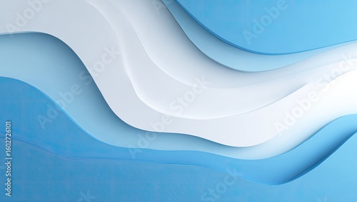 Abstract wavy layered design in light blue and white