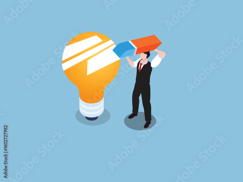 Erasing Bad Ideas or Concepts 3d isometric vector illustration