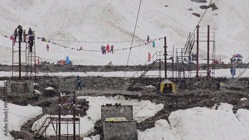 Manali, Himachal Pradesh, India 04 13 2025: Many tourists are going for zip line adventures.

