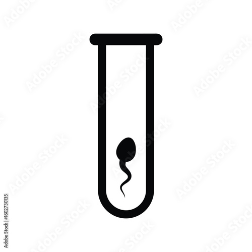 Test Tube Sperm Vector Icon: Fertility, Reproduction, Science, Medical Research Symbol