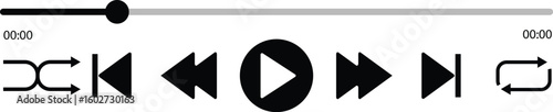 Music or video play bar icon Audio player for songs or podcast playlist. Play or pause button. Music or video play bar icon. editable stroke vector illustration
