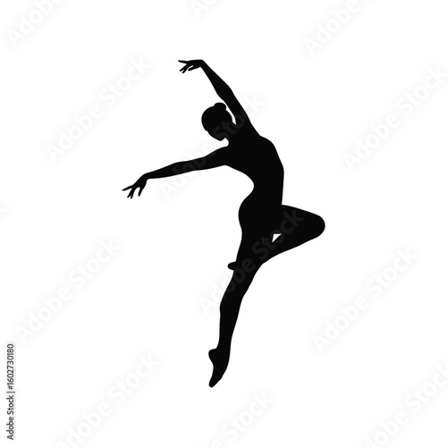 Graceful Ballerina Silhouette Vector: Elegant Dance, Classical Ballet Performer Icon