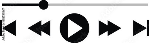 Music or video play bar icon Audio player for songs or podcast playlist. Play or pause button. Music or video play bar icon. editable stroke vector illustration
