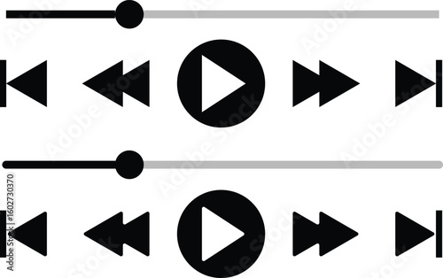 Music or video play bar icon Audio player for songs or podcast playlist. Play or pause button. Music or video play bar icon. editable stroke vector illustration
