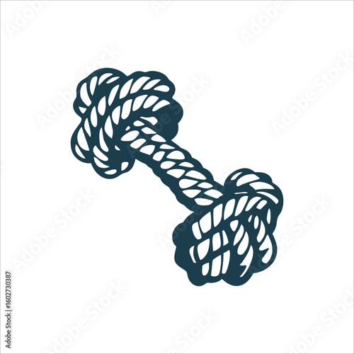 Rope Dog Toy Bone Silhouette Vector Handmade Toys A knotted rope bone