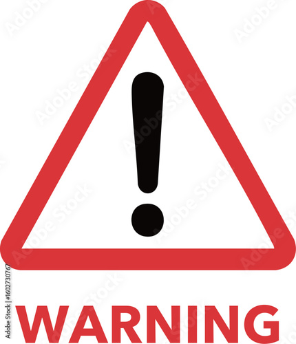 WARNING Sign: Minimal Flat Design, Red and Black / 警告サイン：ミニマルフラットデザイン、赤と黒