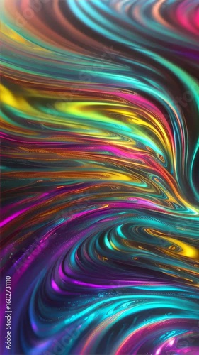 Dynamic Rainbow Swirls: Vertical Abstract Motion for Futuristic and Psychedelic Design