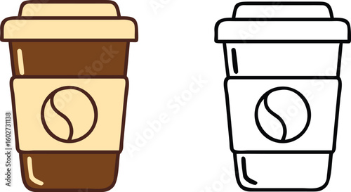coffee coloured and lined cup vector 