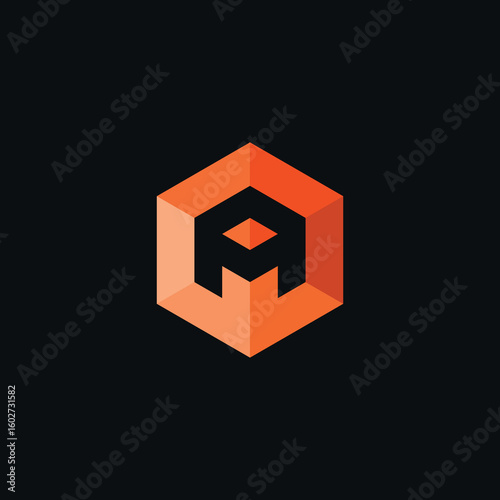 Hexagon Geometric Letter A Logo Design Vector Template