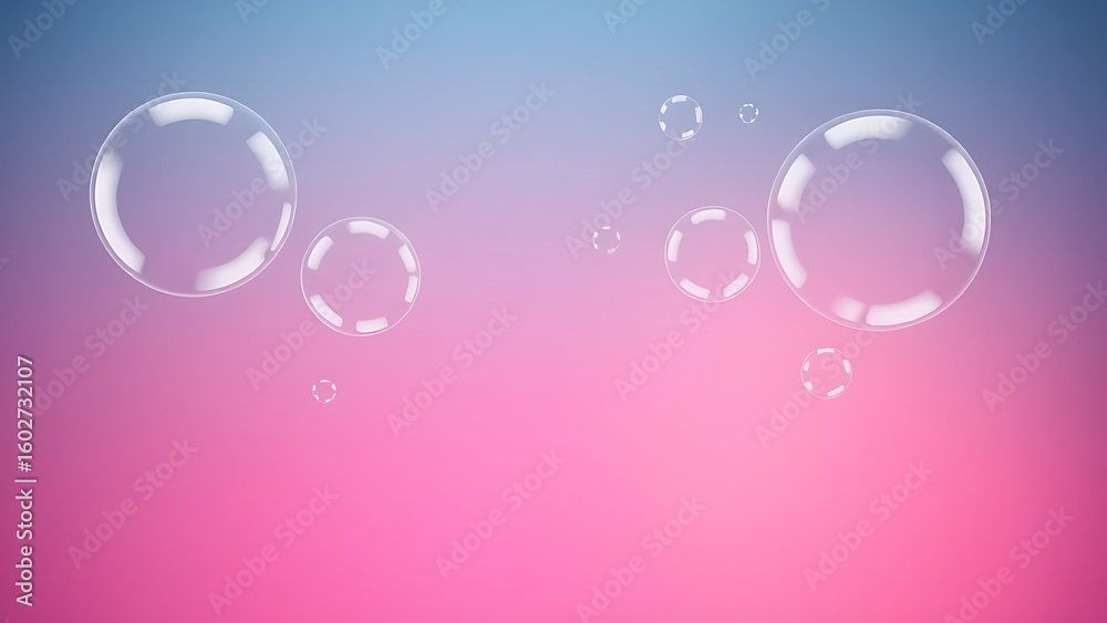 Fototapeta premium Abstract thought bubbles float against gradient background, representing creative ideas in minimalist style.