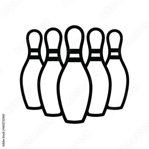 Outline Bowling Pins Tenpin Alley Sport Game Recreation Icon