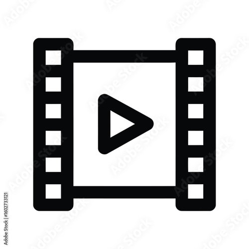 Film Strip Play Button Movie Video Media Entertainment Icon