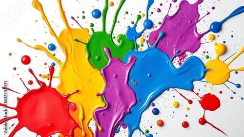 Vibrant paint splashes on canvas, illustrating creative ideas and artistic expression.