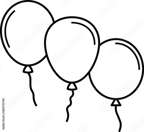 Balloon icon. Party balloon icons. Birthday celebration event symbols. editable stroke vector illustration
