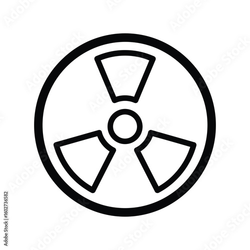 Nuclear radiation hazard outline symbol, danger sign, radioactive warning icon