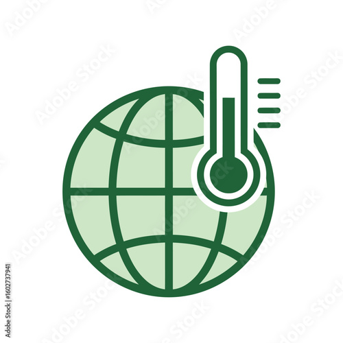 Global warming climate change concept, earth temperature rise, environmental crisis icon