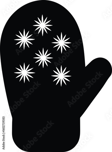 Christmas mitten silhouette vector graphic design element