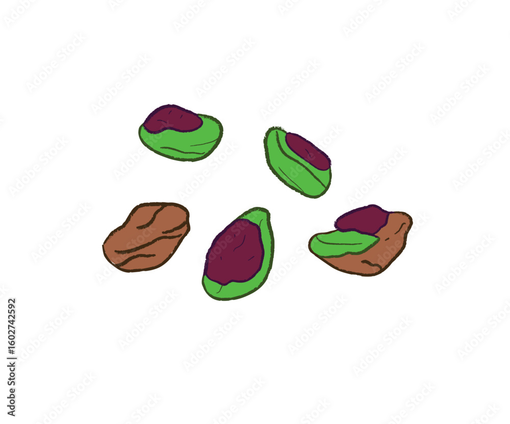 Naklejka premium A group of pistachio snack food