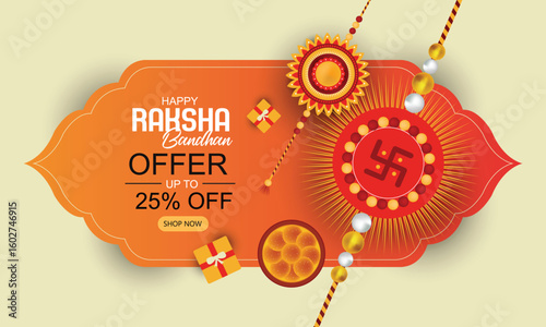 Indian Festival Raksha Bandhan offer sale Horizontal Vector Banner