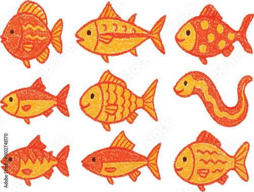 Collection of various fish  icon vector of fish pictograms fresh looking