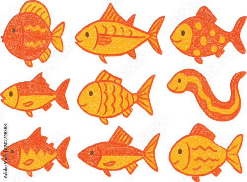 Collection of various fish  icon vector of fish pictograms fresh looking