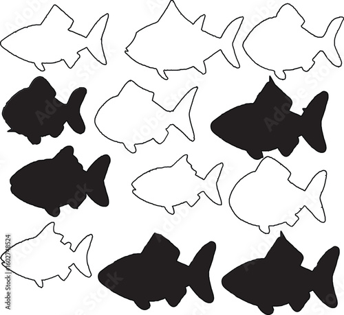 Collection of various fish  icon vector of fish pictograms fresh looking