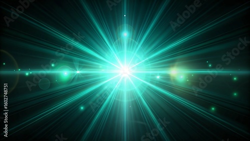 Teal And Green Lens Flare Crossing A Black Background
