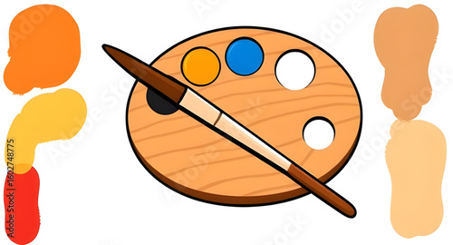 drawing tools icon, artist tools illustration, paint palette clipart, painting equipment icon, artistic tools vector, painter icon design, brushes and paint vector, palette graphic icon, creative supp