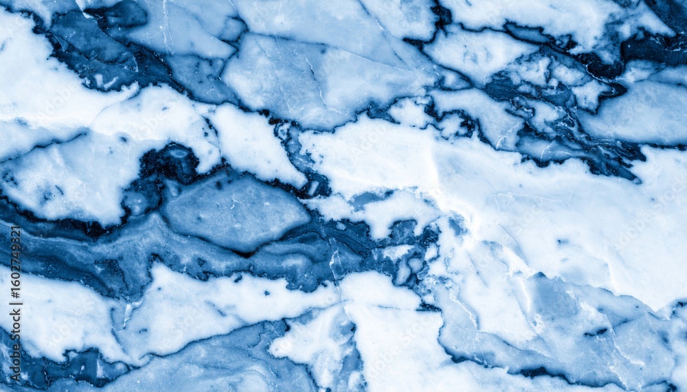 Fototapeta premium Detailed Blue and White Veined Marble Texture Abstract Stone Background