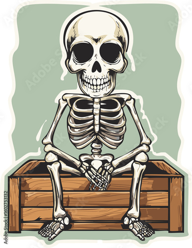 illustration of a lonely skeleton