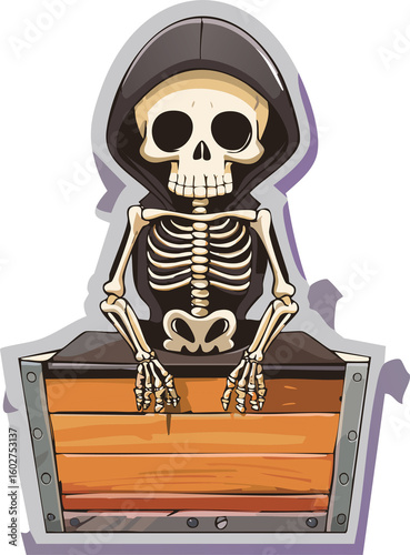 illustration of a lonely skeleton 