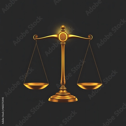 Minimalist Scales of Justice Icon with Metallic Sheen