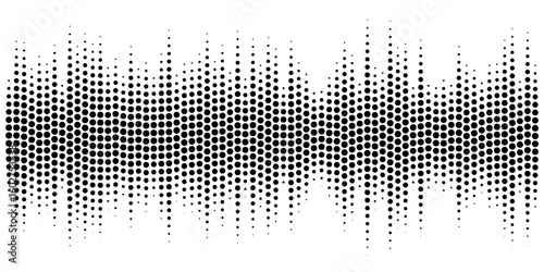 Halftone Dotted Wave Background – Abstract Black and White Pattern